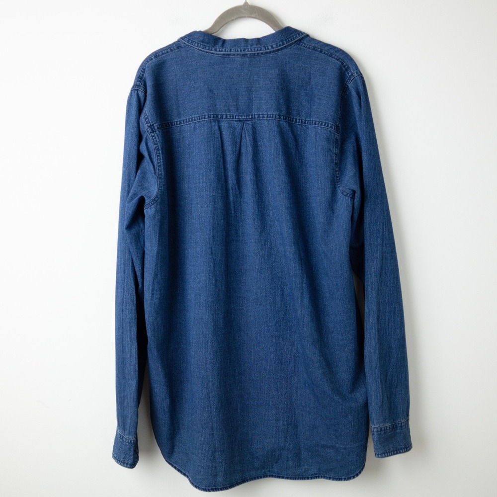 Old Navy 100% Cotton Denim The Classic Shirt Women XL TALL Dark Wash Blue Jean - Picture 4 of 8